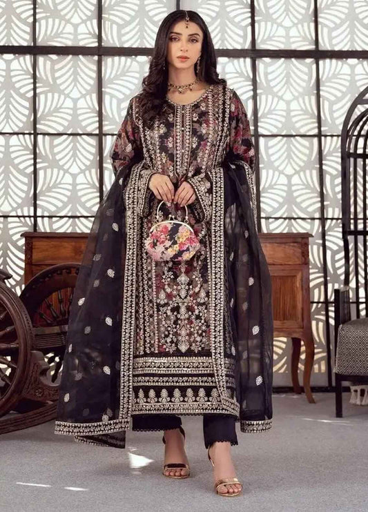 Embroidered Organza 3 Piece Semi Stitched D1694 Suit NFC-D04-24-Party Wear