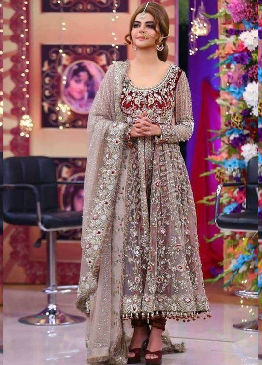 Embroidered Net 3 Piece Unstitched Suit D1256 Bridal NY-22 formal Wear